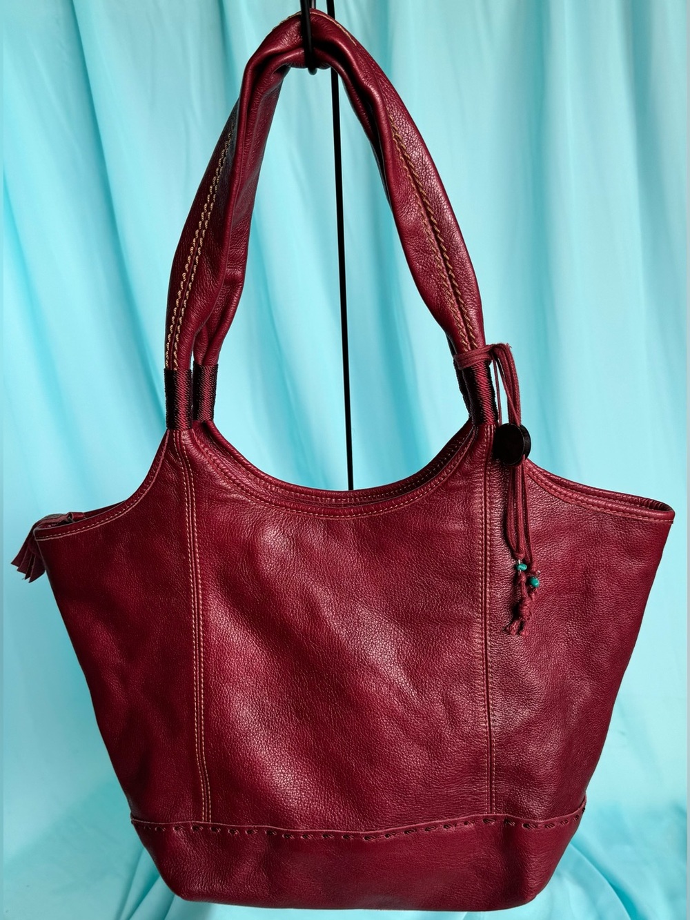 The Sak Soft Pebble Red Leather Shoulder Tote Hobo Bag Satchel Bag